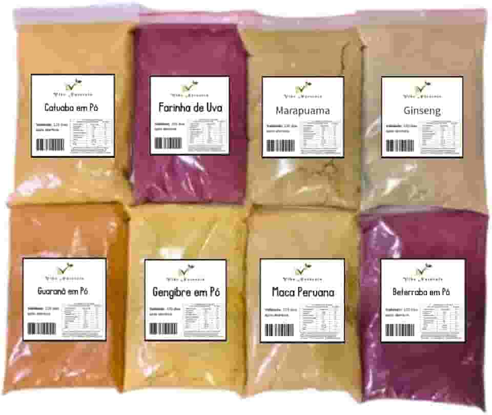 Combo Energético Natural - Beterraba, Uva, Ginseng, Gengibre, Maca Peruana, Guaraná, Catuaba, Marapuama