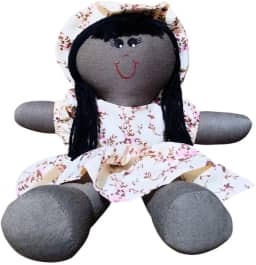 Boneca de Pano Artesanal Infantil, 30cm, Roupinha Colorida, Companheira de Dormir para Bebês e Crianças, Presente, Decoração (Negra)