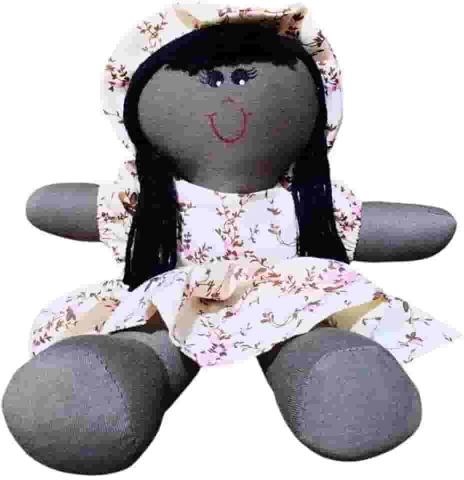Boneca de Pano Artesanal Infantil, 30cm, Roupinha Colorida, Companheira de Dormir para Bebês e Crianças, Presente, Decoração (Negra)