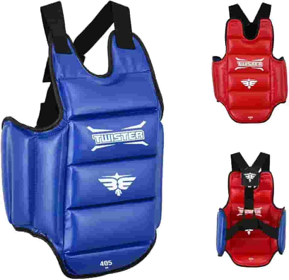 Twister Karate, Taekwondo Protetor de Tórax Reversível para Karate Taekwondo Boxing Muay Thai (Vermelho/Azul), RED/BLUE, XTRA SMALL