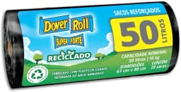 Dover-Roll Super Forte Reciclado 50L Preto, Rolo com 20 Sacos para Lixo