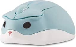 CHUYI Hamster Mouse silencioso sem fio 1200DPI animal fofo pequeno mouse portátil sem fio para viagem, casa, escola, biblioteca, computador, laptop, PC para crianças presente (azul claro)