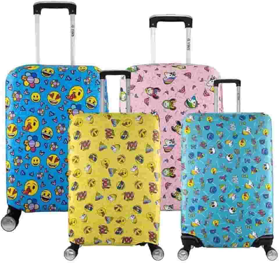 Capa Protetora Para Mala Viagem Elástico Grande Contra Riscos Poeira Bagagem Feminina Masculina Versátil Emoji By Britt Yins (AMARELO)