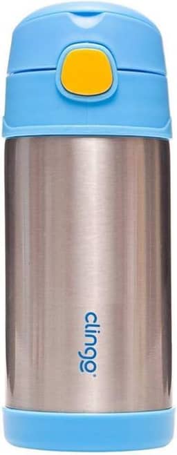 Clingo Garrafa Térmica Infantil Parede Dupla Inox Antivazamento 310 ml Livre de BPA Azul