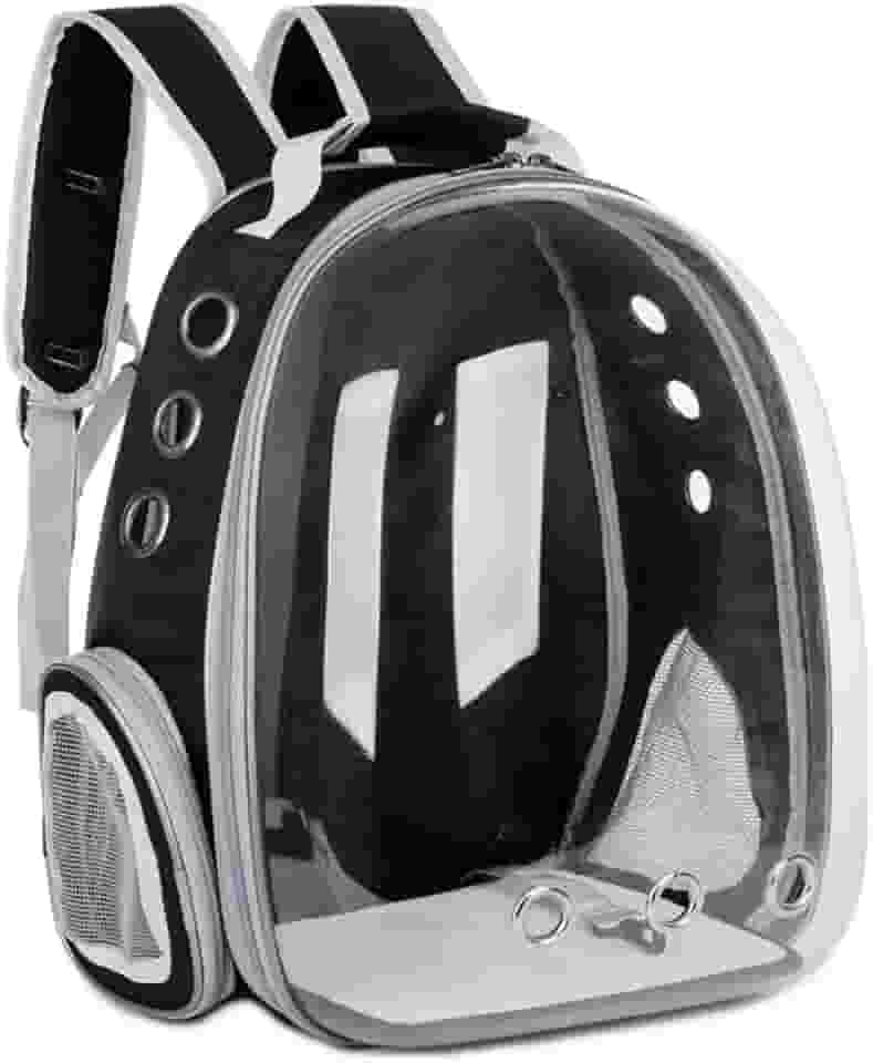 Mochila transportadora para gatos, mochila para animais de estimação, mochila portátil e respirável para carregar animais de estimação, impermeável, transparente, espaço respirável para filhotes viajando, acampamento e caminhadas