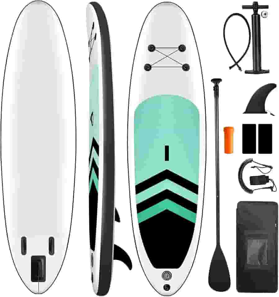 Prancha de Stand Up Paddle Inflável(320*76*15 cm), Prancha de Surf, Prancha de Remo Inflável, Prancha de Stand Up Paddle Inflável, Prancha de Remo Inflável com Acessórios, Bomba Manual, Nadadeiras