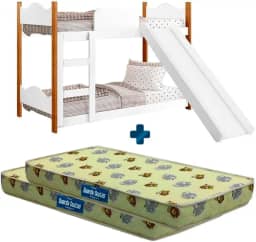 Beliche Infantil com Escorregador e Colchão, Branco