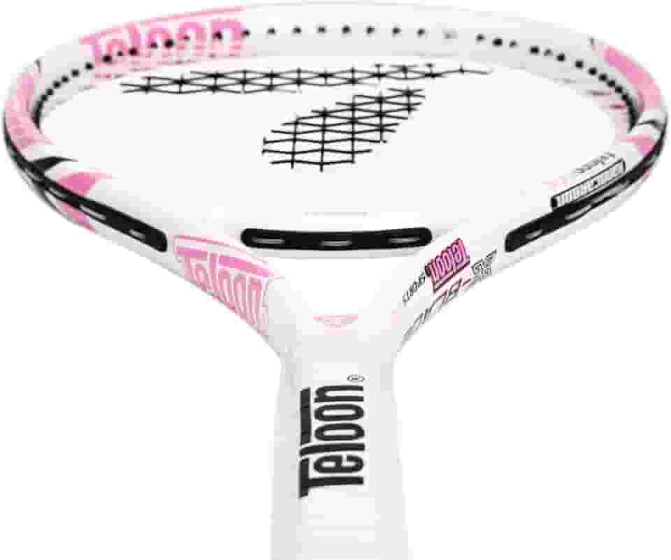 Teloon Raquetes de tênis recreativas para adultos - raquete de tênis de 68 cm para homens e mulheres, estudantes universitários, iniciantes, raquete de tênis (V9-rosa e branco)