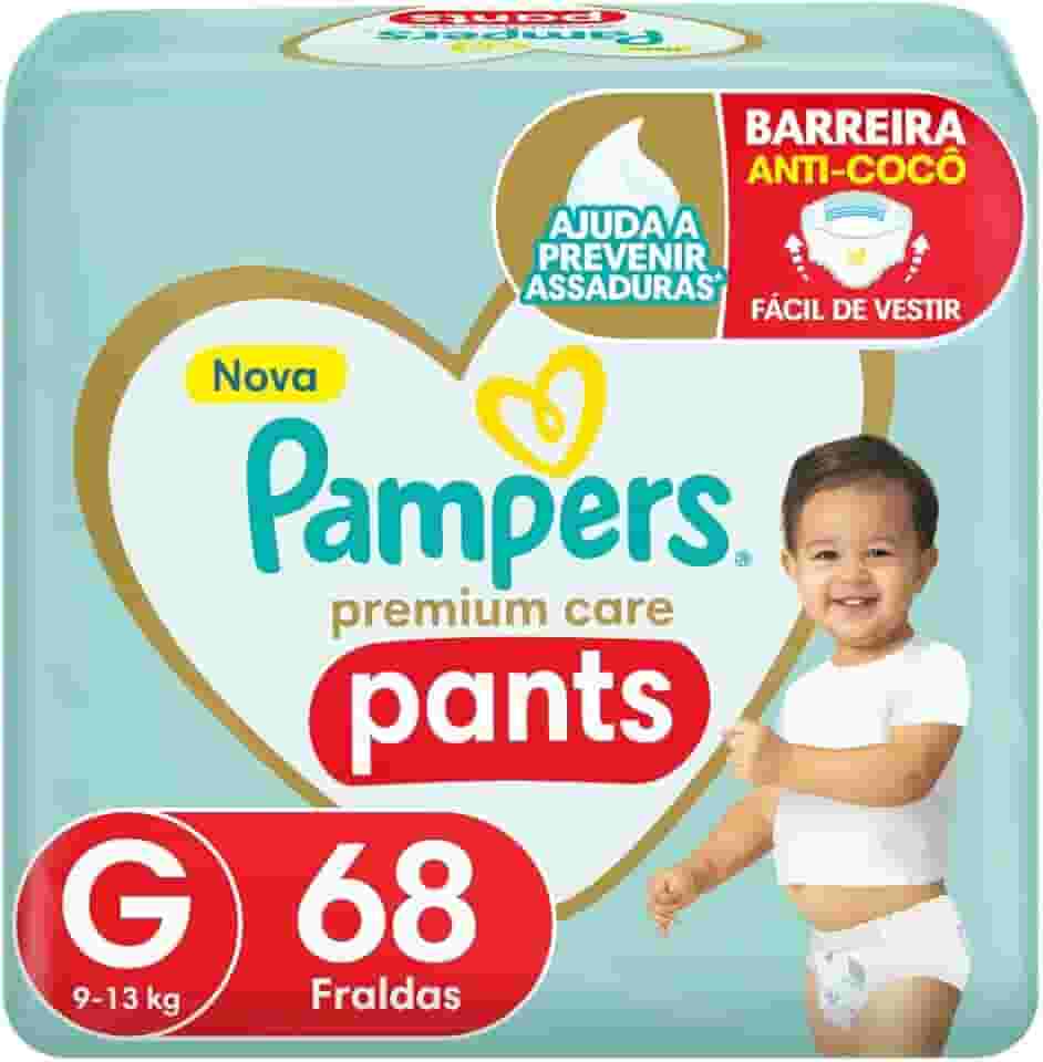 Fralda Pampers Premium Care Pants Tamanho G, Fácil de Vestir, 68 Unidades
