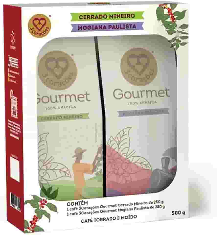 3 Corações Kit Café Gourmet Torrado e moído - Cerrado Mineiro e Mogiana Paulista, 2x250g