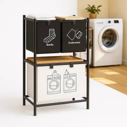 Cesto de Roupa Suja Organizador de Banheiro Lavanderia Area de Serviço com 3 Divisorias Removiveis