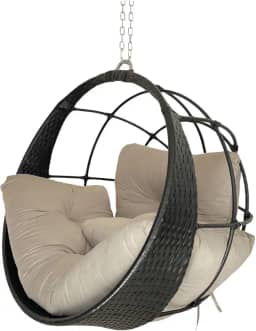 Cadeira de Balanço Suspenso Poltrona Ninho de Aluminio (Preto - Bege)