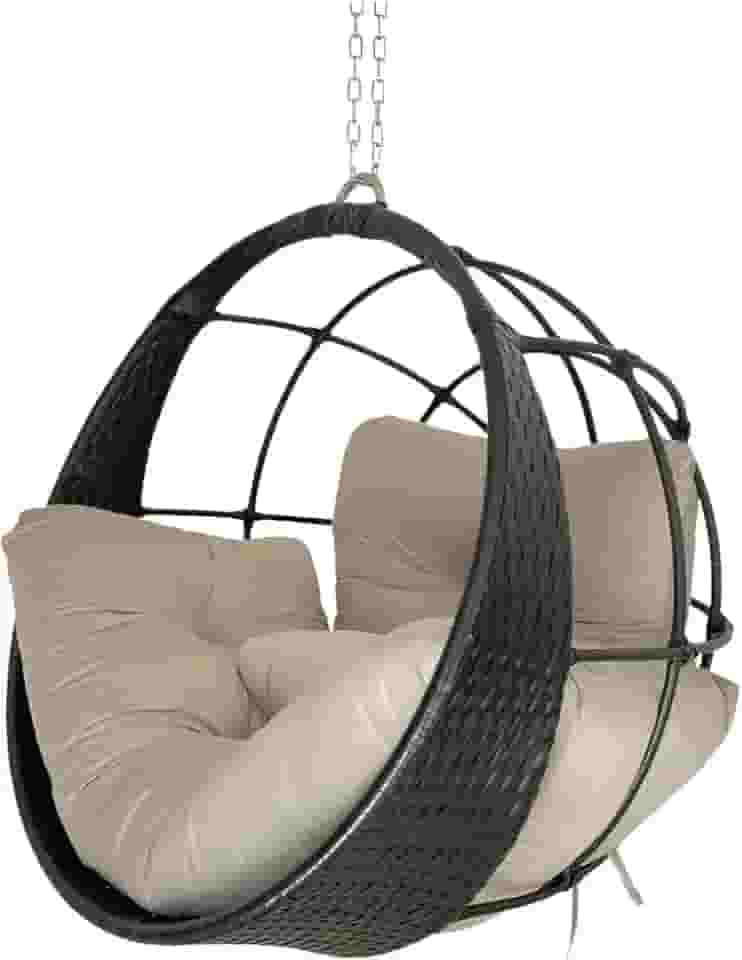 Cadeira de Balanço Suspenso Poltrona Ninho de Aluminio (Preto - Bege)