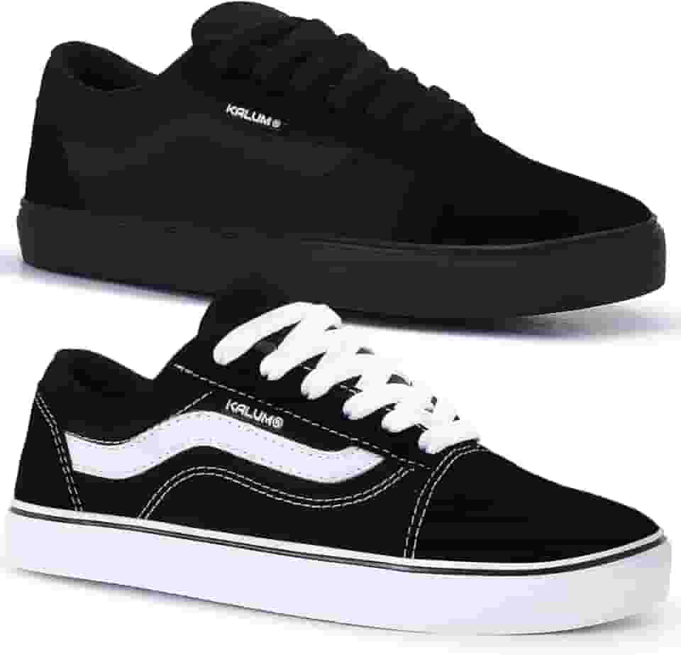 Kit 2 Pares Tenis Feminino Casual Kalum Old School Tradicional Unissex Sola Reta