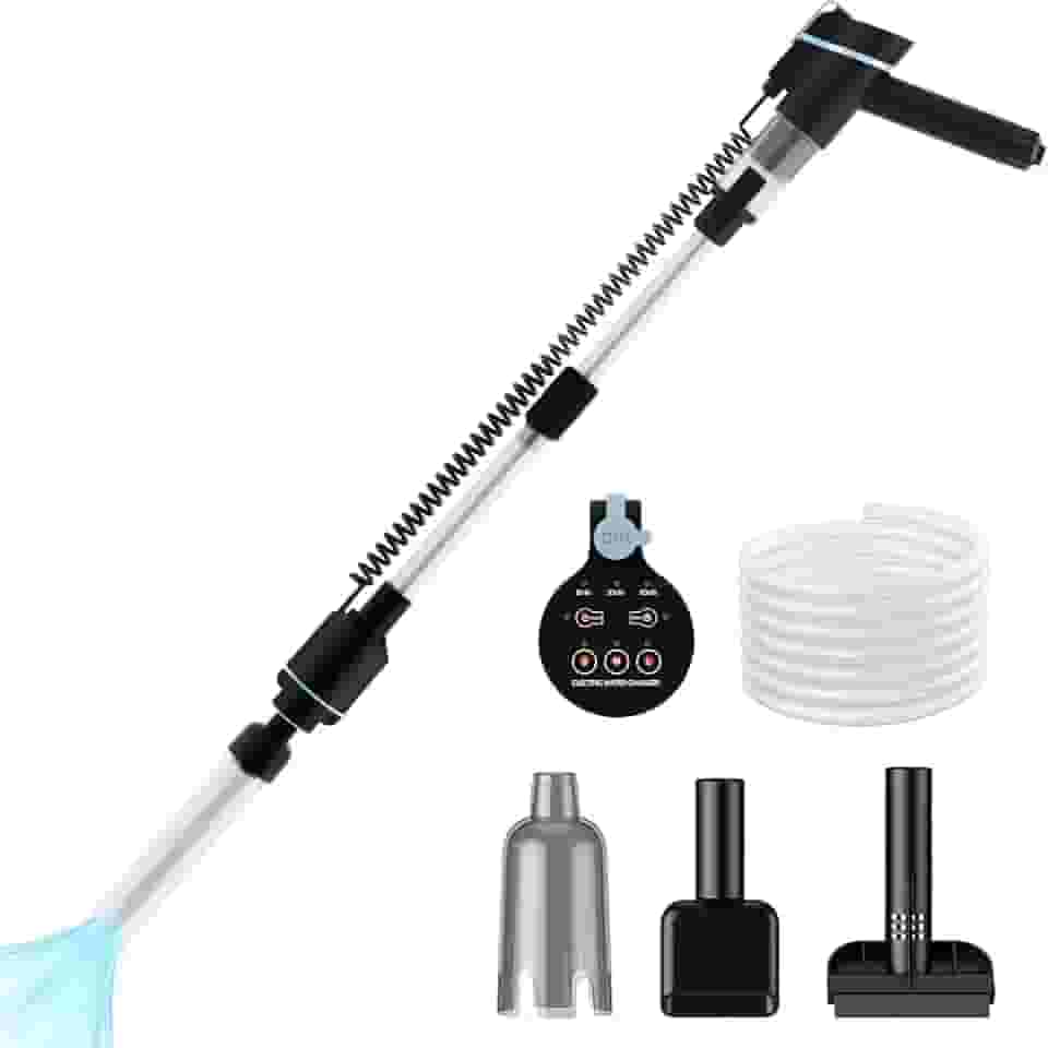 Kit de Limpeza 6 em 1 com Sifão para Aquários Elétrico,Sifão Aspirador para Limpeza de Aquário com Bomba de Sucção,Mangueira de 1.7 Metro,Raspador e Cabo (110-220V)