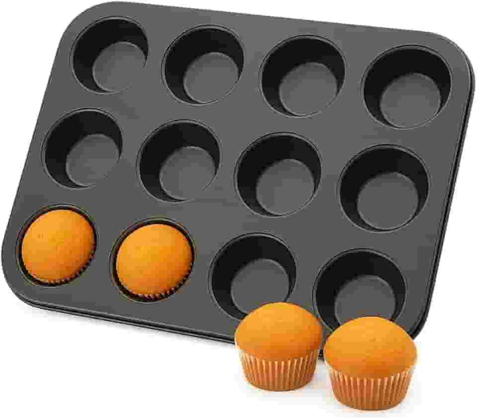Assadeira Antiaderente para Cupcake e Muffin — Forma para Cupcake com 12 Cavidades — Forma para Forno, Ideal para Mini Bolo, Cupcake e Muffin — PREMIUM LOREAL SHOP