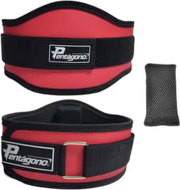 Cinturão Academia Tamanho Único Ajustável Pentágono New Sport, (Serve do PP ao GG), com Proteção Lombar e Fecho, Apoio Removível, Confortável e Seguro