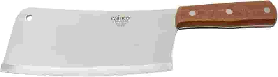 Winco Cutelo chinês resistente de 20 cm com cabo de madeira, 8 cm