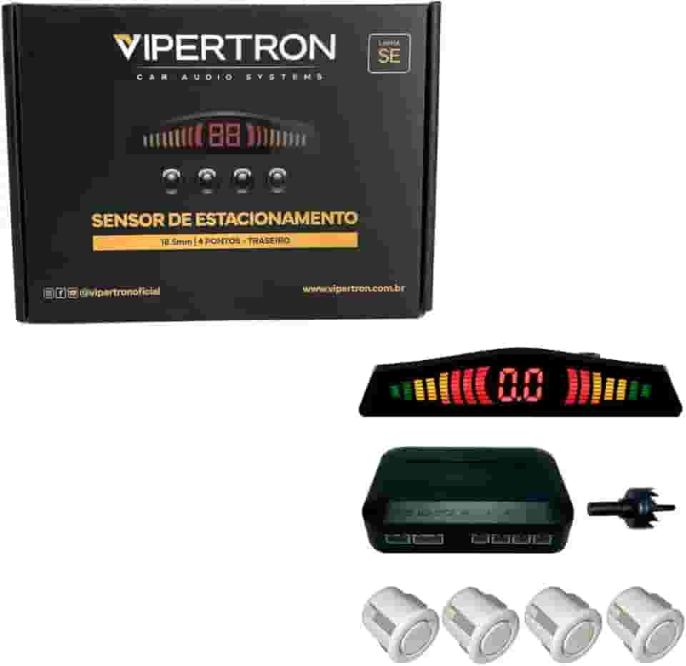 Sensor Estacionamento Ré Display Visor Led Branco 4 pontos 18.5 mm Traseiro Viperton