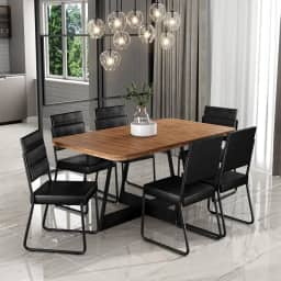 Conjunto Sala de Jantar 6 Cadeiras Charlotte Carraro Nogal (Preto)