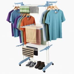 Varal de Chão Regulável Dobrável com 3 Andares e Rodízios – Capacidade Ampliada para Roupas e Toalhas
