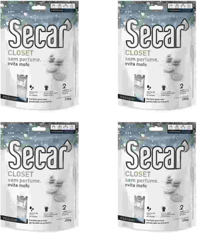Kit 4 Unid Evita Mofo Desumidificador Anti Mofo Closet Pendurável 250g Sem Perfume