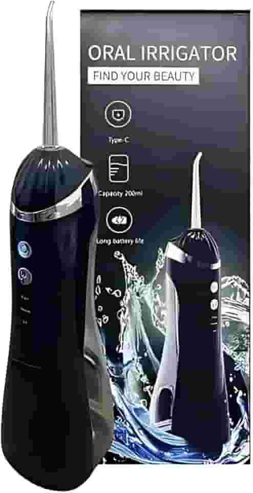 Irrigador Oral Portátil com 4 Bicos e Cabo USB-C – Fio Dental Elétrico Recarregável com Jato de Água Dental, 3 Modos, Reservatório 200ml, para Higiene Bucal e Limpeza Interdental