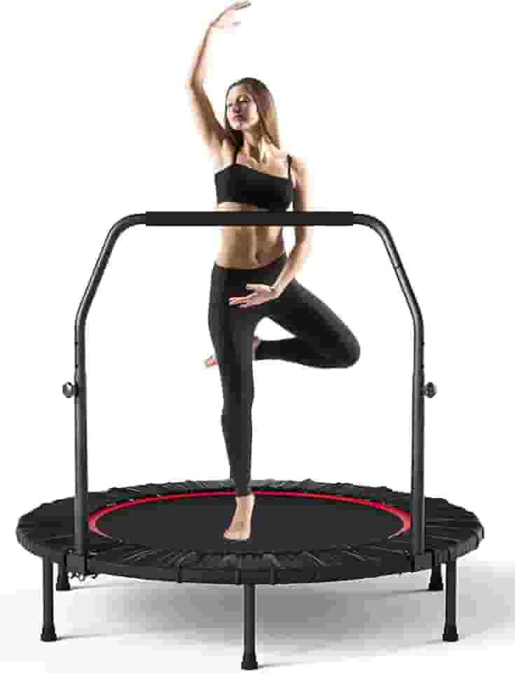 Trampolim de Fitness Dobrável, Trampolim Dobrável de 48 Polegadas, Recuperação Fitness com Alça Ajustável de Espuma, Máxima de 300 kg