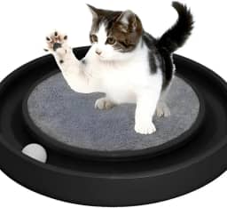 Arranhador Redondo para Gatos, Brinquedo Antiestresse com Bolinha, para Relaxamento e Foco, Preto