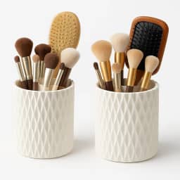 Organizador de Pincéis 360° Giratório - Porta Maquiagem com 5 Compartimentos Rotativos - Design Moderno e Funcional para Bancada