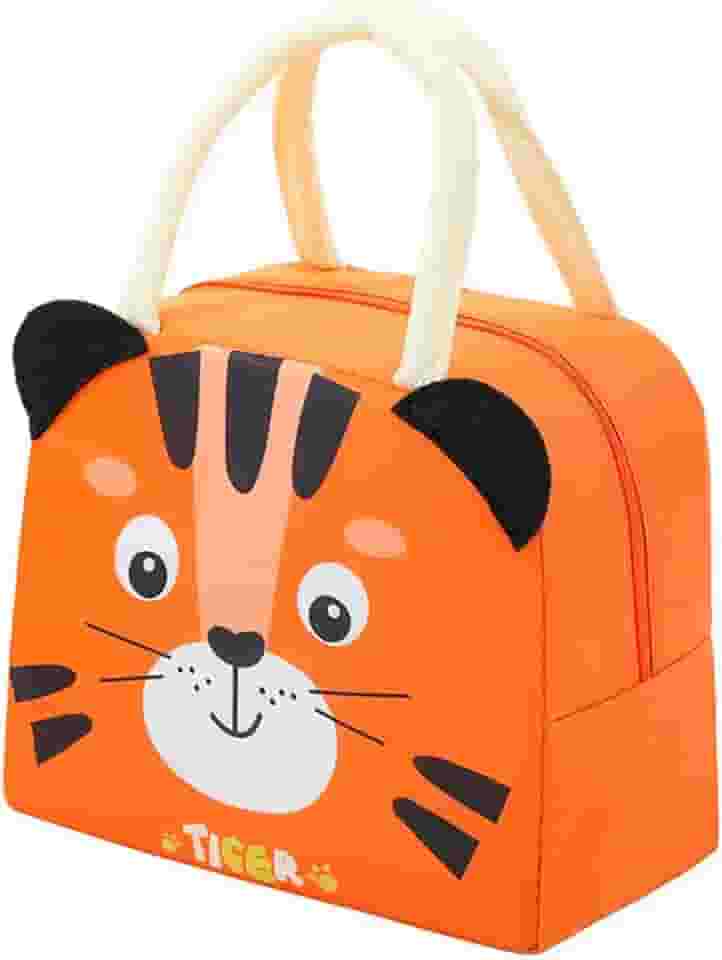 Lancheira Térmica bolsa Infantil com Desenhos Animado, Tecido Oxford, Conserva Alimentos Quentes e Frios, escola pequinique, criança volta aula, marmiteira portatil (Tigre)