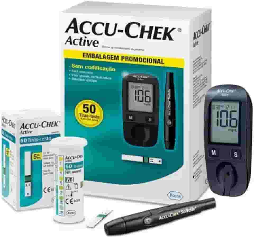 Medidor de Glicose Accu-chek Active Completo com 50 Tiras