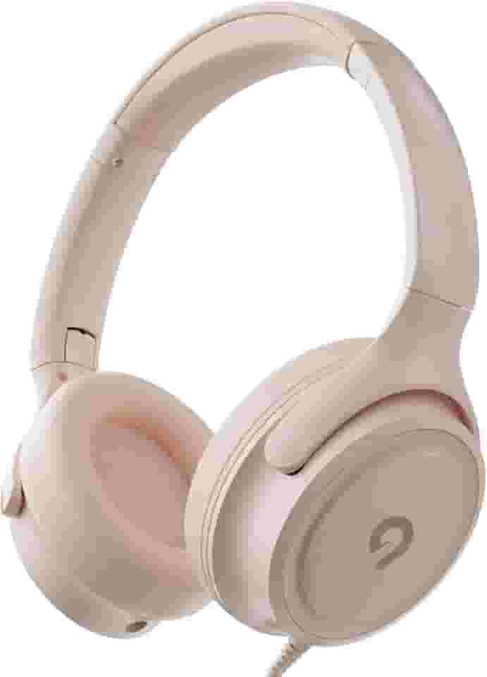 Fones de ouvido infantis com cabo - conector de 3,5 mm 85/94dB controle de volume seguro microfone embutido para crianças/adolescentes/meninas/escola/viagem/dispositivos de 3,5 mm (bege)