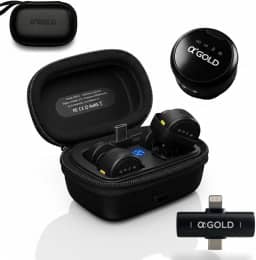Microfone Lapela Duplo Sem Fio 2 em 1 para Celular USB-C e Lightning – Redução de Ruído IA, Kit Duplo com Estojo Carregador e Fixação Magnética Som Profissional, compatível com Android/Iphone