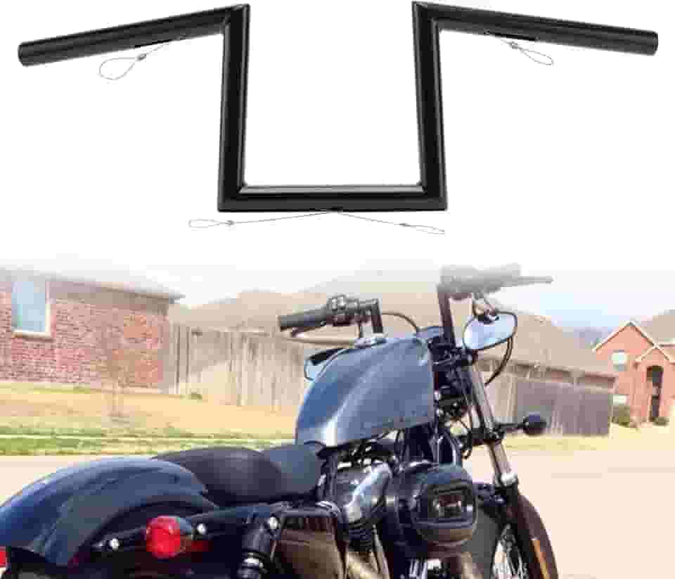 Guidão Z-Bar Sportster de elevação de 20 cm com recortes para modelos Harley 2007-up Sportster XL883 1200, FXDB 2006-2017 e Dyna FXDWG 1996-2005, algumas Yamaha Virago XV, Honda Bikes