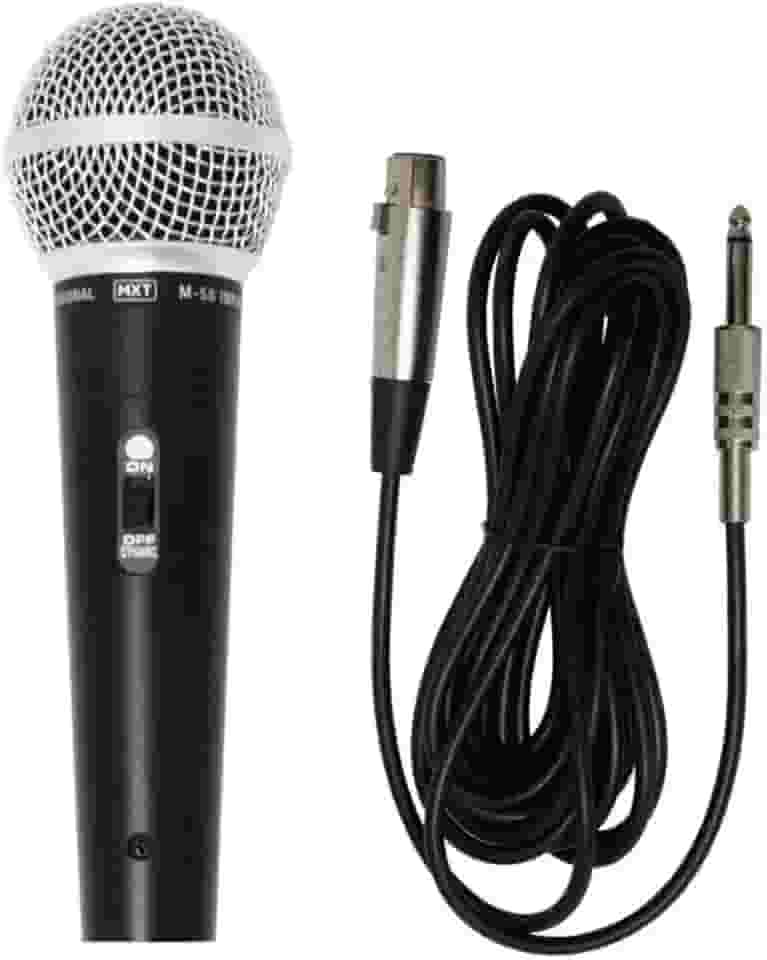 Microfone Dinâmico De Metal MXT M-58 Preto Cabo 3m