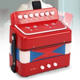 Acordeão para Iniciantes com 7 Teclas e 2 Botões, Vermelho
