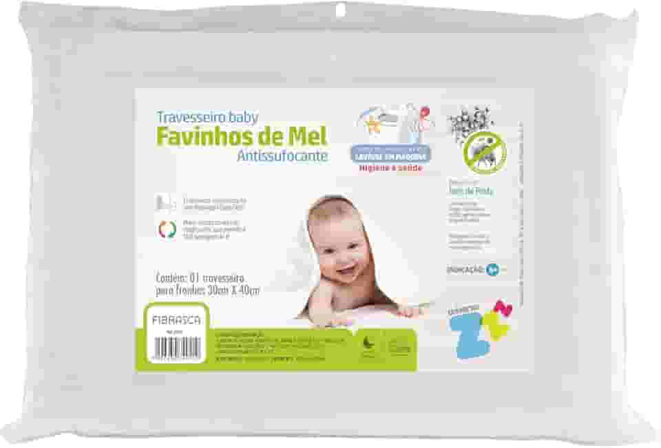 Travesseiro Favinhos Baby Antissufocante Lavável Revestimento Fibrasca Branco 30x40 cm