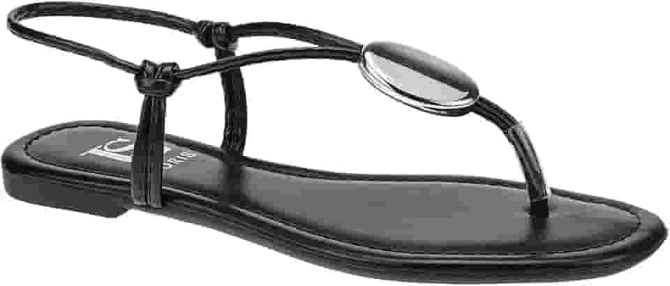 Rasteira Sandália de Tiras com Enfeite ABS Dourado Confortável Rasteirinha 4017