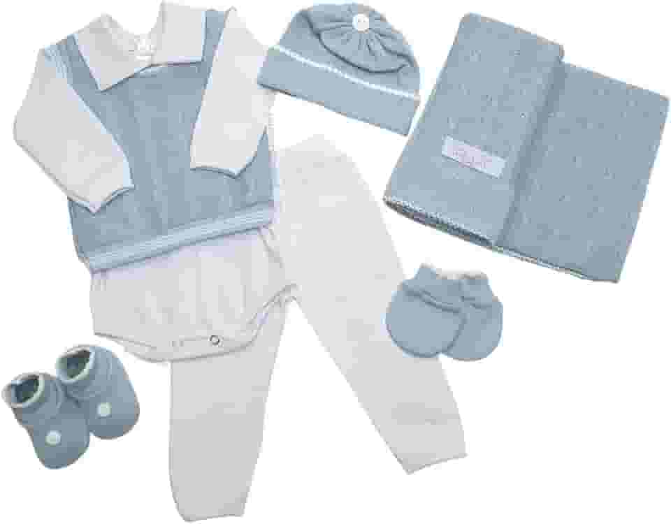 Kit Saida Maternidade Recem Nascido Menino Azul Celeste