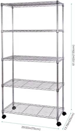 Estante de Aço Cromado 5 prateleiras - encaixáveis e reguláveis