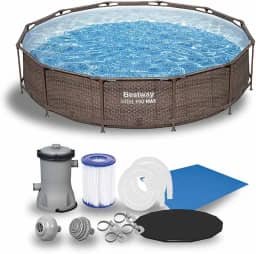 Piscina Estrutural 6.473 Litros Deluxe Circular + Bomba Filtrante 110V + Capa + Forro Bestway