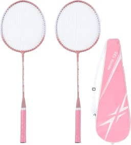 Raquete de badminton, conjunto de raquetes de badminton esportivo, raquete de badminton de treinamento, raquetes de badminton rosa separadas de liga de ferro raquetes de badminton para iniciantes e