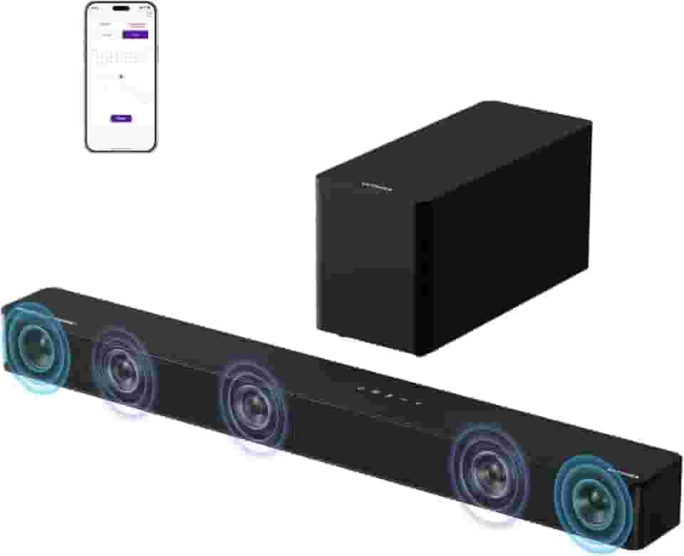 ULTIMEA Soundbar 5.1CH com subwoofer, Dolby Atmos, APP, BassMX, Barra de som surround 300 W para Smart TV, sistema de som surround para home theater para TV, BT 5.4, Poseidon M60 (modelo 2025)