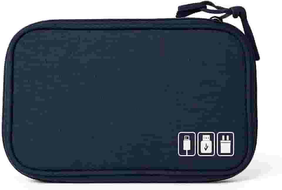 Bolsa Case Organizador de Fios Fontes Cabos e Acessórios Repelente à Água com Zíper (Preto)