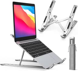 Shaolong Suporte De Notebook De Alumínio Ajustável Para Notebook De 6 Ângulos Ajustável De Alumínio Dobrável E Ergonômico Para Desktop Compatível Com Macbook, Ipad, Hp, Dell, Lenovo 10-17 Polegadas