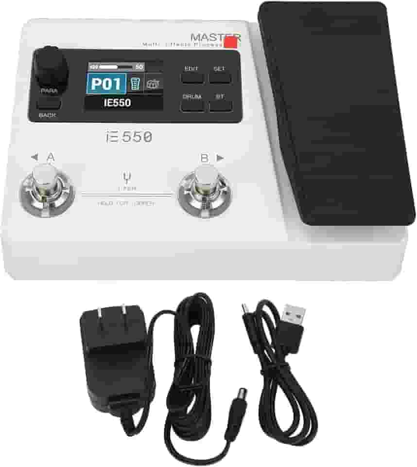 VEDO DK IE-550 Processador de Efeitos Multi para Guitarra e Baixo com Pedal de Expressão e Controle via APP, 70 Efeitos, Tela Colorida de 1.77", Simulador IR, Máquina de Bateria, Looper e Entrada AUX