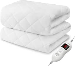 Colchão aquecido tamanho completo, capa de colchão elétrico com controle único, 8 configurações de aquecimento, aquecedor de cama com 4 configurações de desligamento automático, certificado UL, bolso