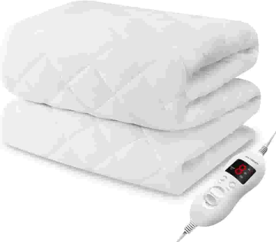 Colchão aquecido tamanho completo, capa de colchão elétrico com controle único, 8 configurações de aquecimento, aquecedor de cama com 4 configurações de desligamento automático, certificado UL, bolso
