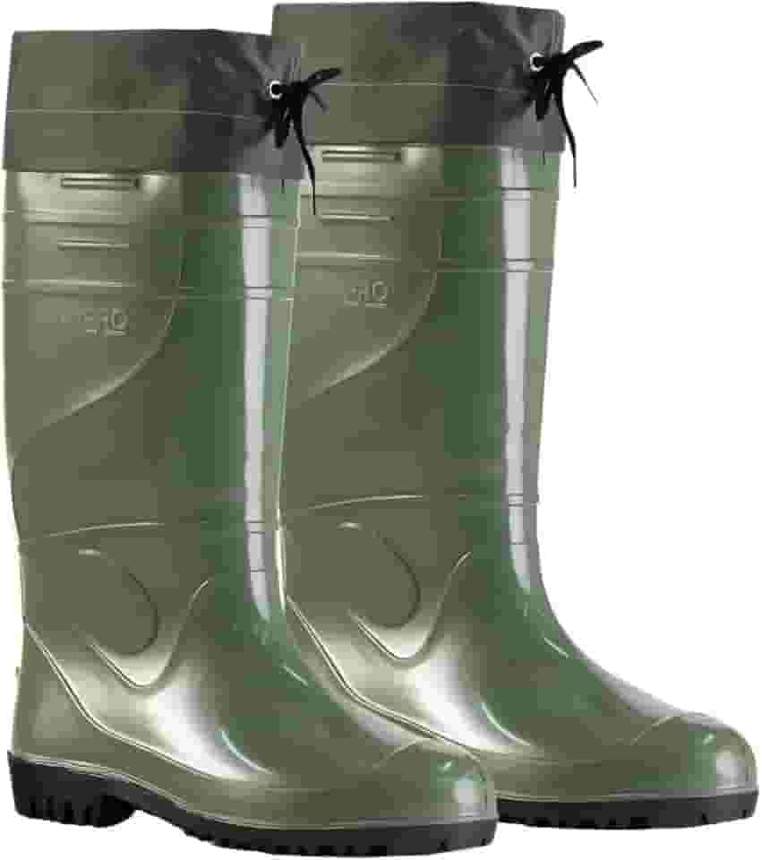 Bota Galocha PVC Flexível Segurança Extra Longo Polaina Verde Reforçada Picada Cobra Jardinagem Pesca Agricultura